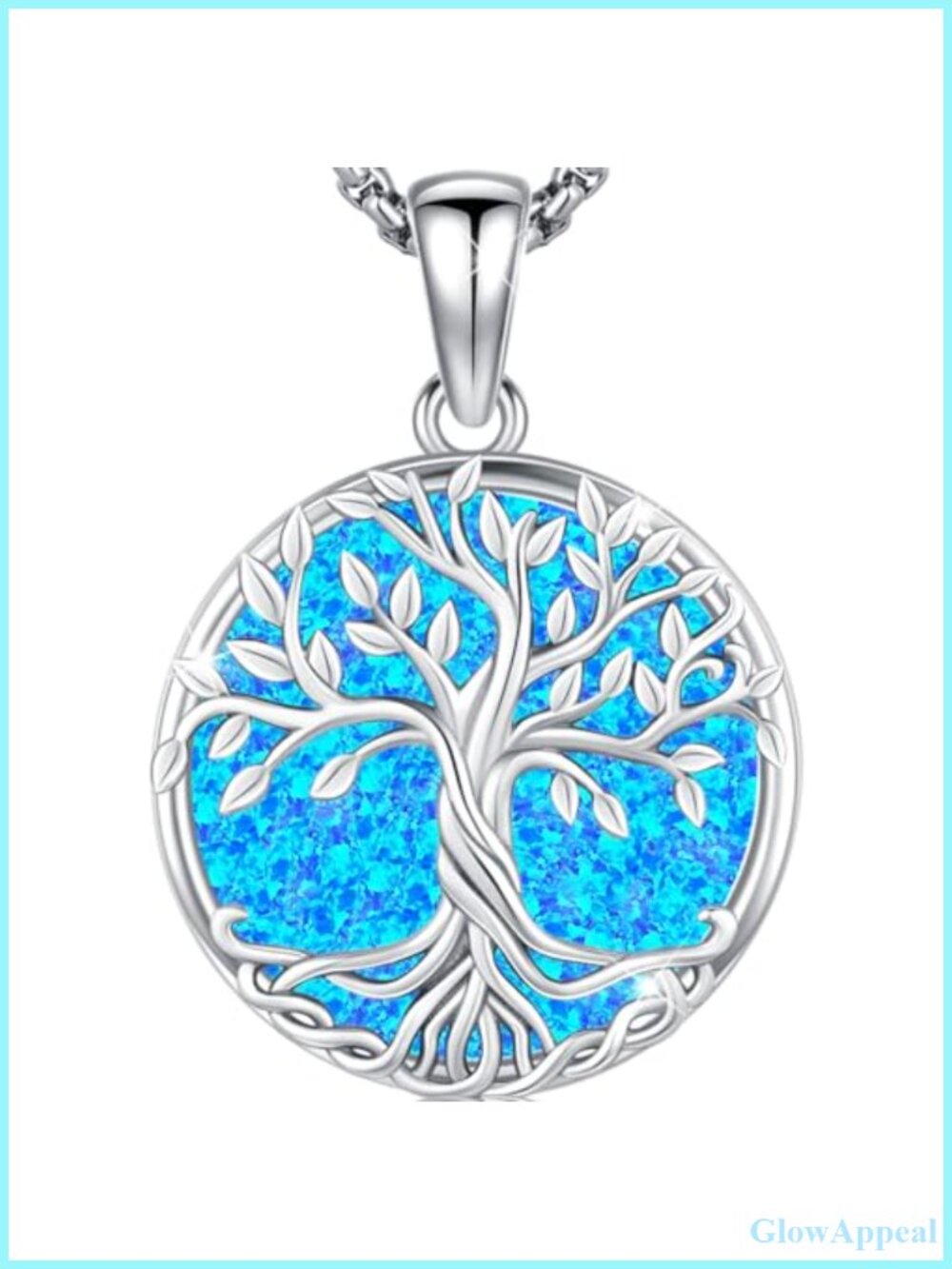 925 Sterling Silver Tree of Life Pendant Necklace Opal Celtic